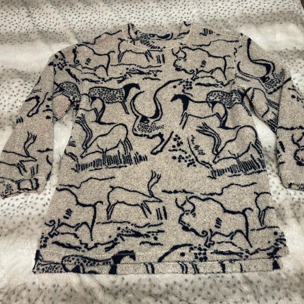 Vintage Woolrich Cave Drawing Animal Print Sweater